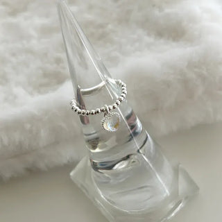 Aurora Heart Silver Ball 925 Silver Ring Beaded Ring