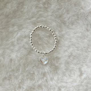 Aurora Heart Silver Ball 925 Silver Ring Beaded Ring