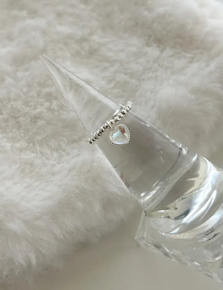 Aurora Heart Silver Ball 925 Silver Ring Beaded Ring
