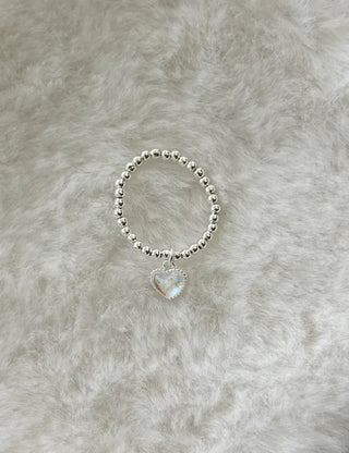 Aurora Heart Silver Ball 925 Silver Ring Beaded Ring