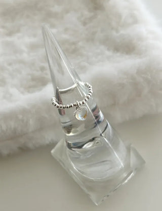 Aurora Heart Silver Ball 925 Silver Ring Beaded Ring