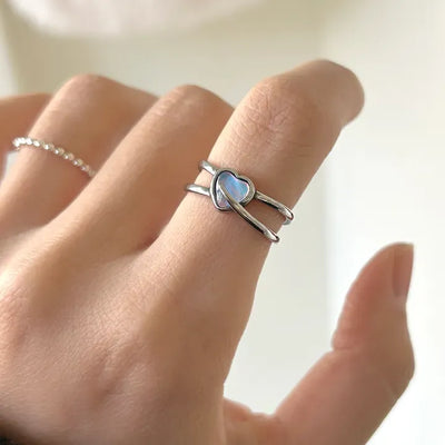 Aurora Heart Surgical Fashion Ring Cross Women's Silver