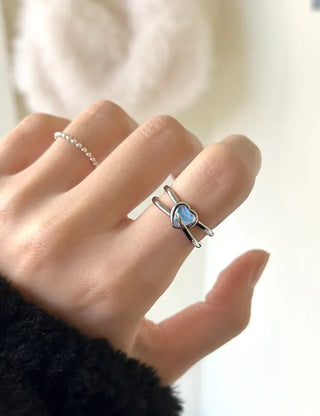 Aurora Heart Surgical Fashion Ring Cross Women's Silver