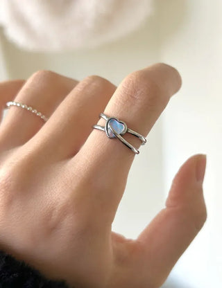 Aurora Heart Surgical Fashion Ring Cross Women's Silver