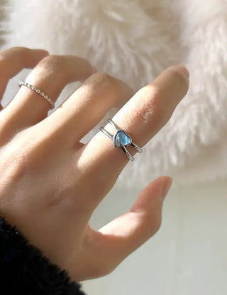 Aurora Heart Surgical Fashion Ring Cross Women's Silver