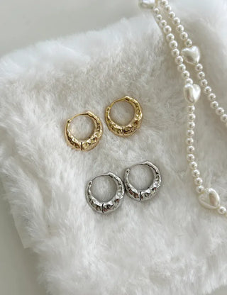 Vintage hoop earrings, bold one-touch earrings, basic mini