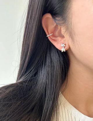 Set of 5 Earrings: Teddy Bear, Star, Cubic Zirconia, Titanium Mini, Merry Shop