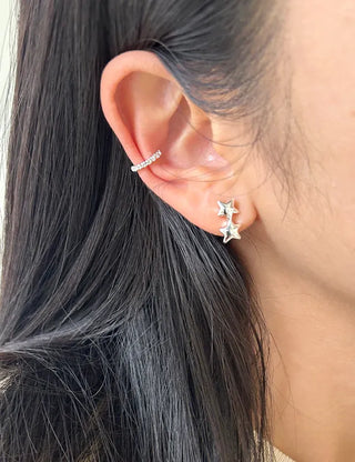 Set of 5 Earrings: Teddy Bear, Star, Cubic Zirconia, Titanium Mini, Merry Shop