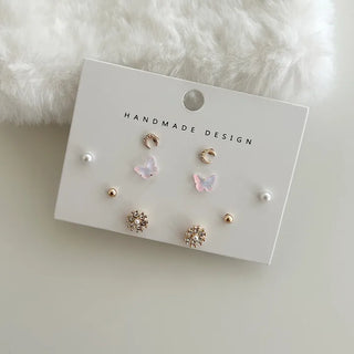 5 Pairs Earring Set: Butterfly, Star, Flower, Titanium Mini, Merry Shop