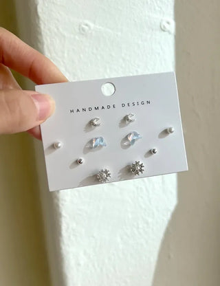 5 Pairs Earring Set: Butterfly, Star, Flower, Titanium Mini, Merry Shop