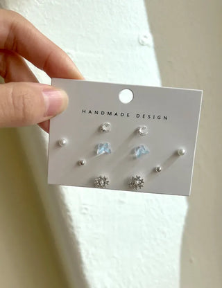 5 Pairs Earring Set: Butterfly, Star, Flower, Titanium Mini, Merry Shop
