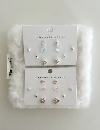5 Pairs Earring Set: Butterfly, Star, Flower, Titanium Mini, Merry Shop