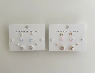 5 Pairs Earring Set: Butterfly, Star, Flower, Titanium Mini, Merry Shop