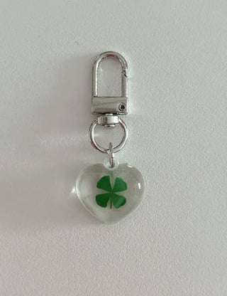 Teddy Bear Transparent Four-Leaf Clover Acrylic Keyring Hook