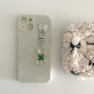 Teddy Bear Transparent Four-Leaf Clover Acrylic Keyring Hook