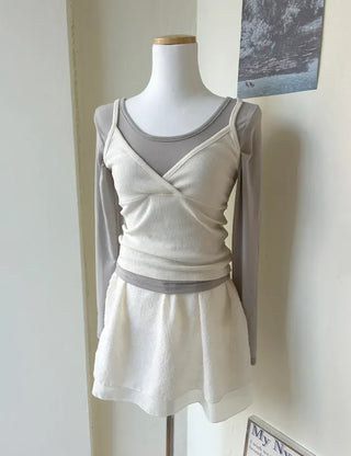 Layered Skirt Double Chiffon See-through A-line Skirt