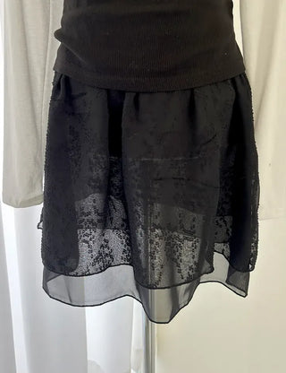Layered Skirt Double Chiffon See-through A-line Skirt