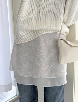 Layered Skirt Double Chiffon See-through A-line Skirt