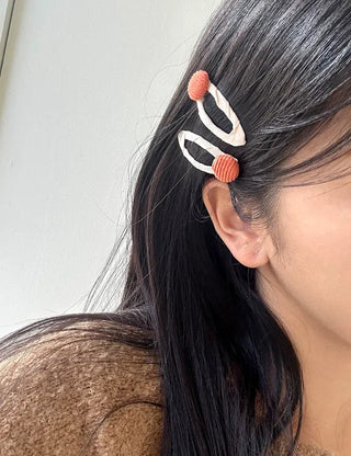 1+1 Set Hairpin Corduroy Button Snap Mini Side Hair Clip
