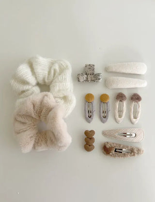 1+1 Set Hairpin Corduroy Button Snap Mini Side Hair Clip