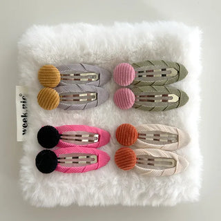 1+1 Set Hairpin Corduroy Button Snap Mini Side Hair Clip