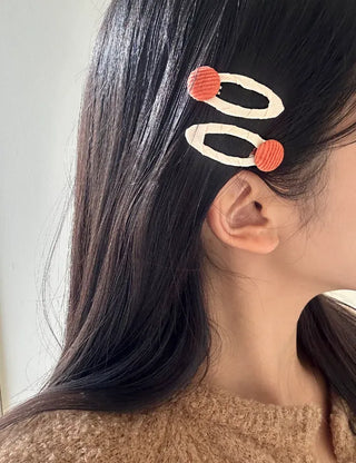 1+1 Set Hairpin Corduroy Button Snap Mini Side Hair Clip
