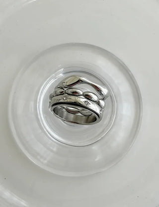 Surgical Steel Piece Fashion Ring Starlight Cubic Bold Daily