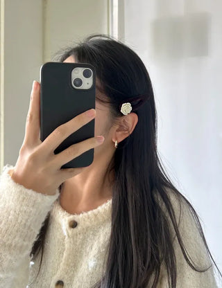 1+1 Set Rose Velvet Romantic Hairpin Snap Pin Side Hair Pin