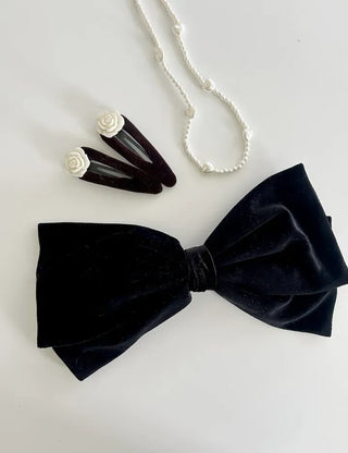 1+1 Set Rose Velvet Romantic Hairpin Snap Pin Side Hair Pin