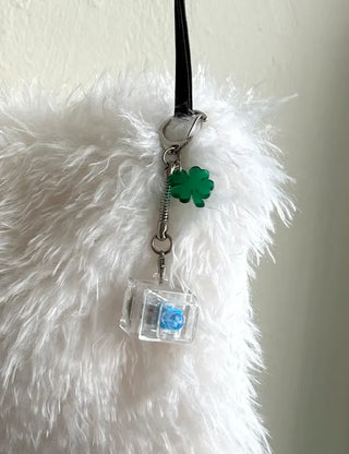 Four-leaf clover keycap keyring LED single-socket keyboard key holder gift luck