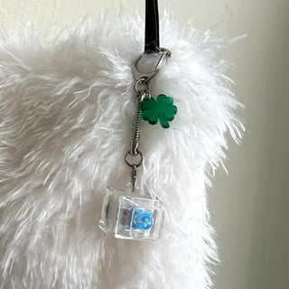 Four-leaf clover keycap keyring LED single-socket keyboard key holder gift luck