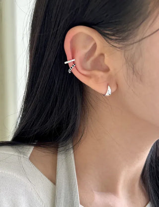 Silver 925 Ear Cuff Cubic Simple Silver Earrings Clip-on
