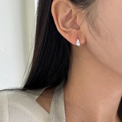 Silver 925 One-Touch Hoop Earrings Mini Silver Simple Daily