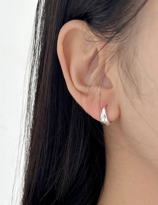 Silver 925 One-Touch Hoop Earrings Mini Silver Simple Daily