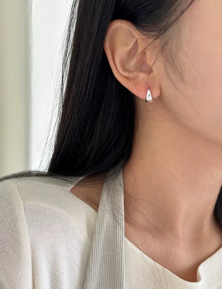 Silver 925 One-Touch Hoop Earrings Mini Silver Simple Daily