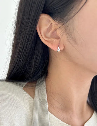 Silver 925 One-Touch Hoop Earrings Mini Silver Simple Daily