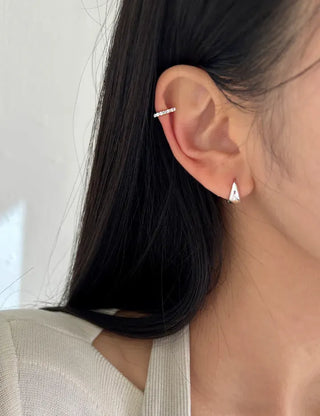 Silver 925 One-Touch Hoop Earrings Mini Silver Simple Daily