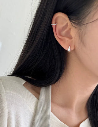 Silver 925 One-Touch Hoop Earrings Mini Silver Simple Daily