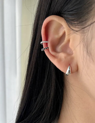 Silver 925 One-Touch Hoop Earrings Mini Silver Simple Daily