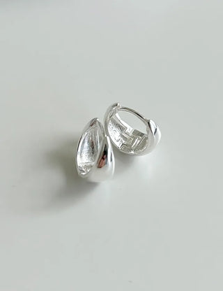 Silver 925 One-Touch Hoop Earrings Mini Silver Simple Daily