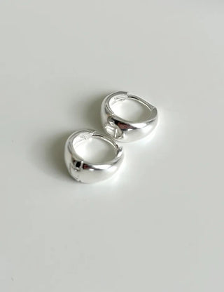 Silver 925 One-Touch Hoop Earrings Mini Silver Simple Daily