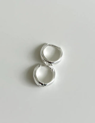 Silver 925 One-Touch Hoop Earrings Mini Silver Simple Daily