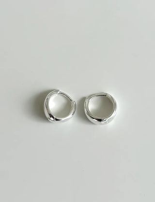 Silver 925 One-Touch Hoop Earrings Mini Silver Simple Daily