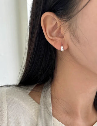 Silver 925 One-Touch Hoop Earrings Mini Silver Simple Daily