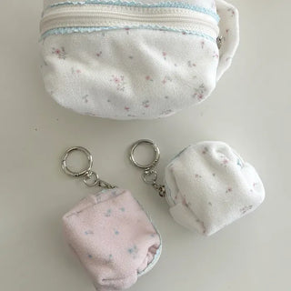 Mini Flower Microfiber Pouch Coin Purse Keyring Cosmetics