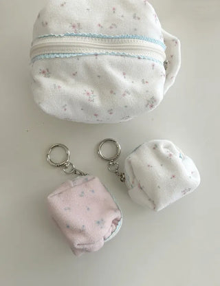 Mini Flower Microfiber Pouch Coin Purse Keyring Cosmetics