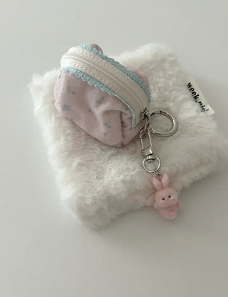 Mini Flower Microfiber Pouch Coin Purse Keyring Cosmetics