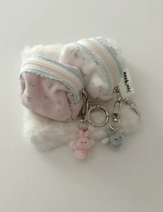 Mini Flower Microfiber Pouch Coin Purse Keyring Cosmetics