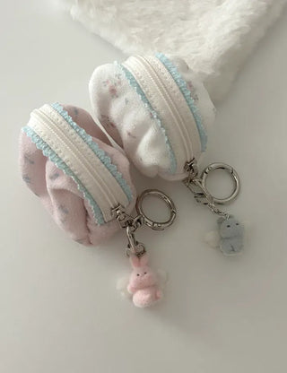 Mini Flower Microfiber Pouch Coin Purse Keyring Cosmetics