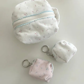 Mini Flower Microfiber Pouch Coin Purse Keyring Cosmetics